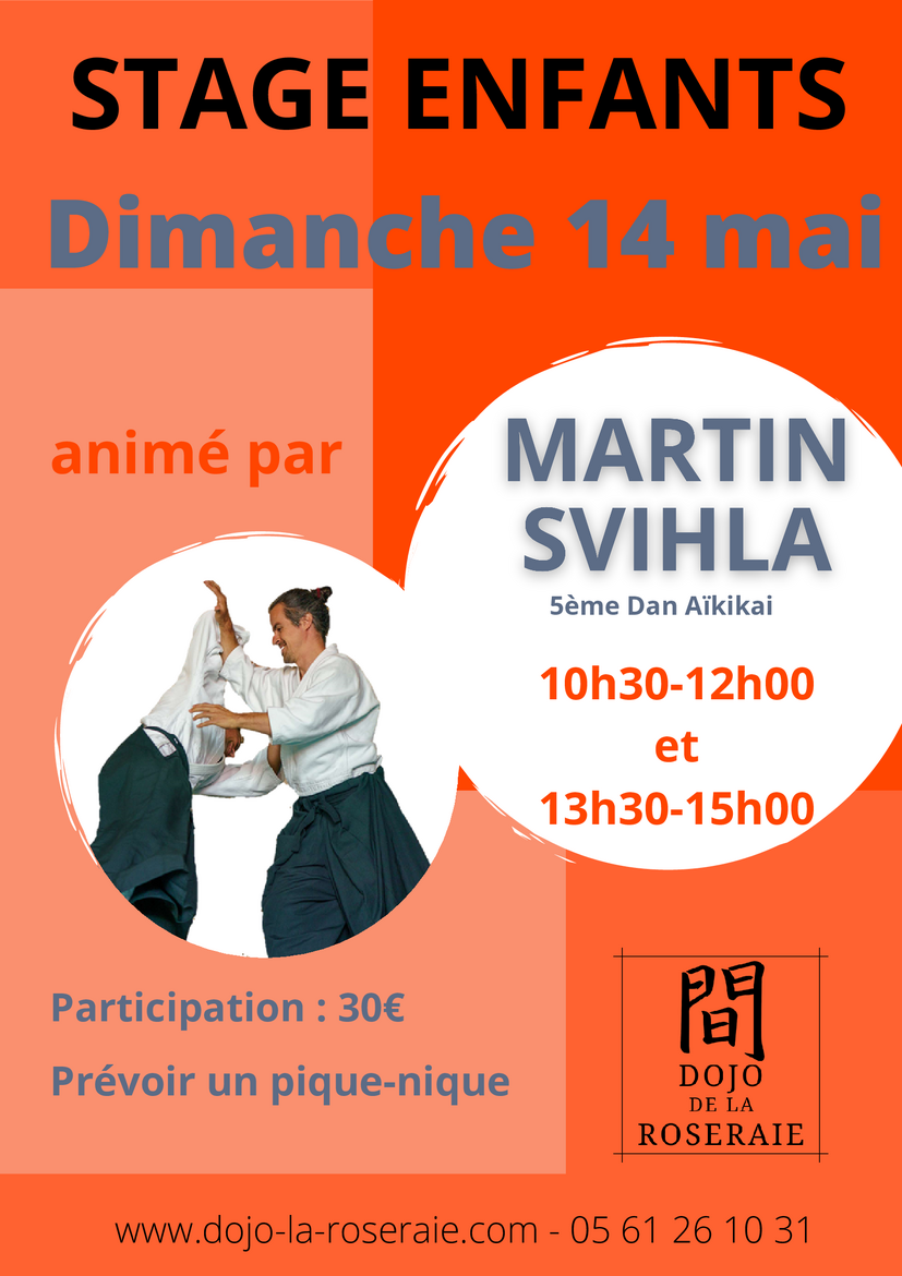 Affiche du Stage d'Aïkido à Toulouse animé par Martin Svihla le dimanche 14 mai 2023