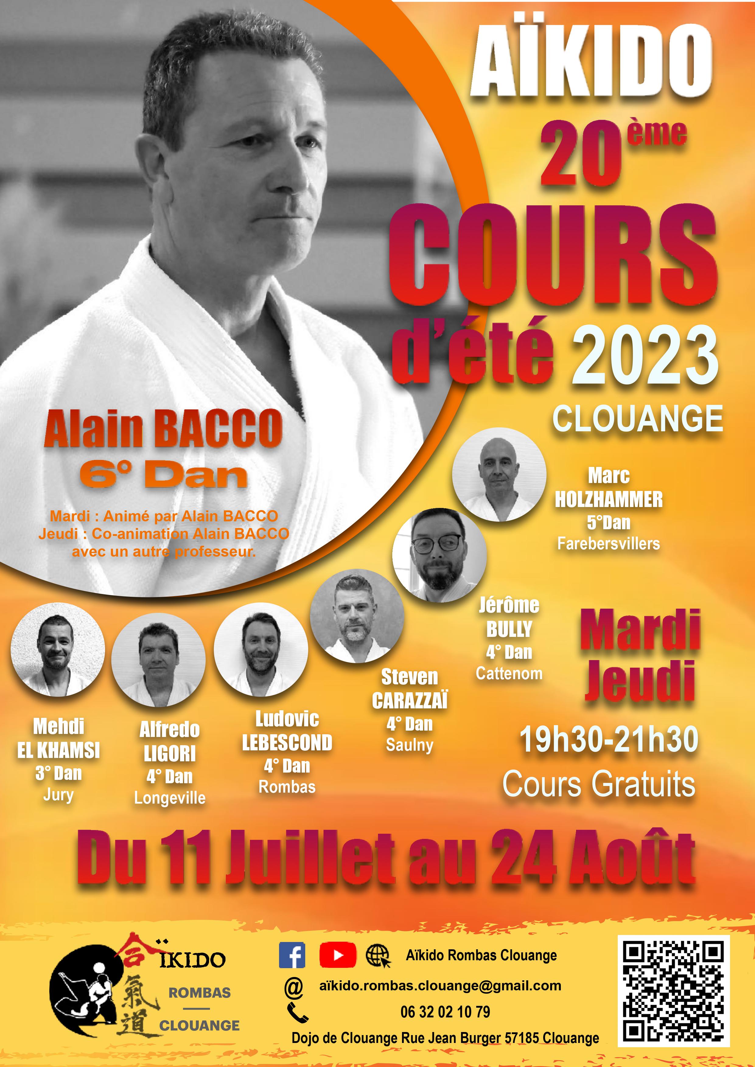 Affiche du Stage d'Aïkido à Vitry-sur-Orne animé par Alain Bacco le jeudi 24 août 2023