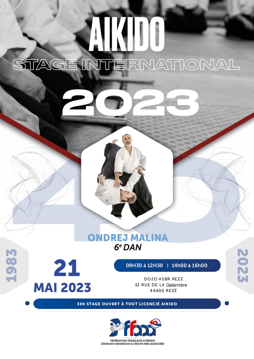 Affiche du Stage d'Aïkido à Rezé animé par Ondrej MALINA le dimanche 21 mai 2023