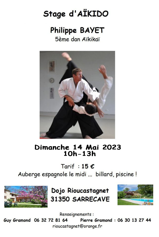 Affiche du Stage d'Aïkido à Sarrecave animé par Philippe  Bayet le dimanche 14 mai 2023