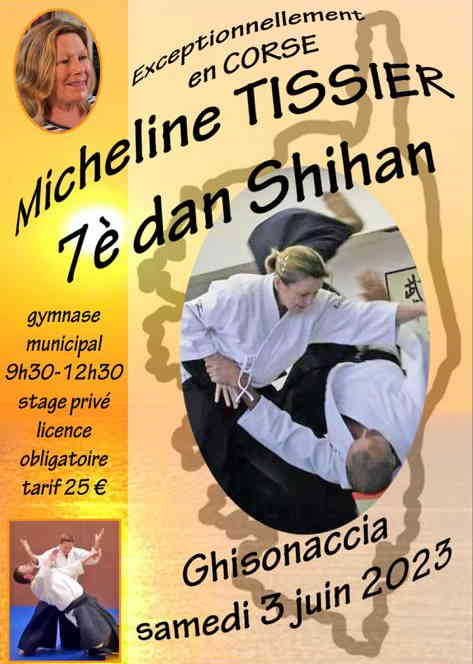 Affiche du Stage d'Aïkido à Ghisonaccia animé par Micheline Vaillant-Tissier le samedi 3 juin 2023