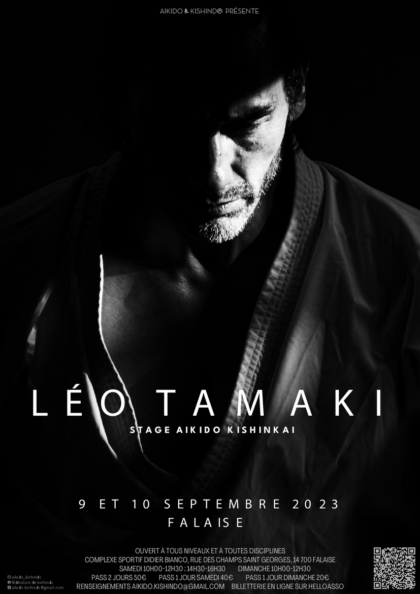 Affiche du Stage d'Aïkido à Falaise animé par Léo Tamaki du samedi 9 septembre 2023 au dimanche 10 septembre 2023