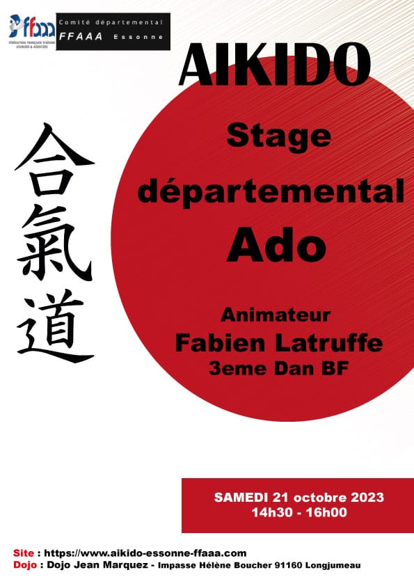 Affiche du Stage d'Aïkido à Longjumeau animé par Fabien Latruffe le samedi 21 octobre 2023