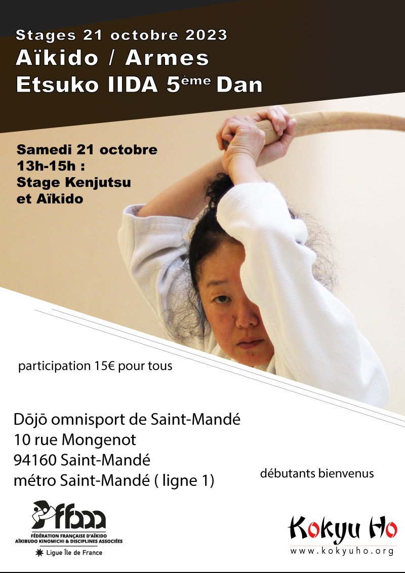 Affiche du Stage d'Aïkido à Saint-Mandé animé par Etsuko IIDA le samedi 21 octobre 2023