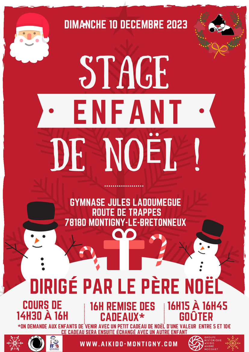 Affiche du Stage d'Aïkido à Montigny-le-Bretonneux animé par Thomas Tessier le dimanche 10 décembre 2023
