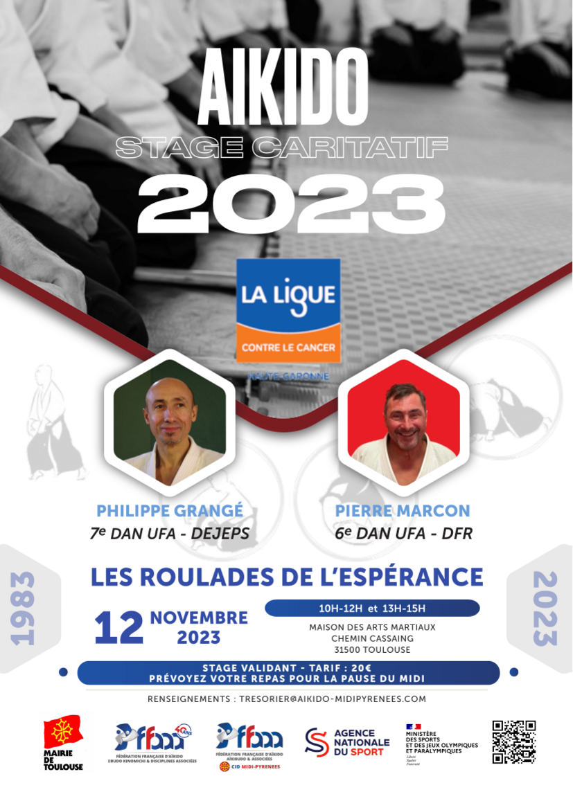 Affiche du Stage d'Aïkido à Toulouse animé par Philippe Grangé le dimanche 12 novembre 2023