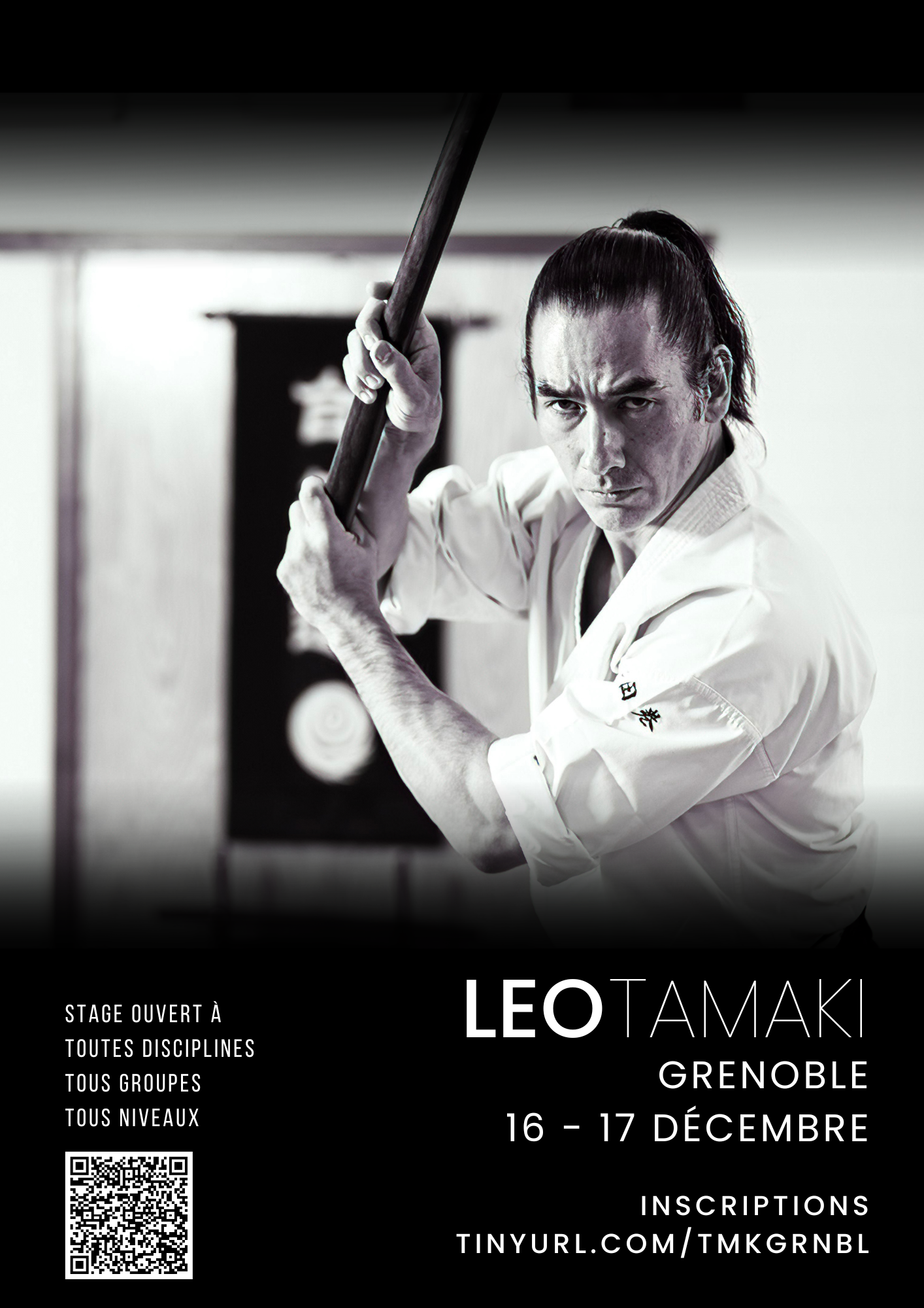 Affiche du Stage d'Aïkido à Gières animé par Léo Tamaki du samedi 16 décembre 2023 au dimanche 17 décembre 2023