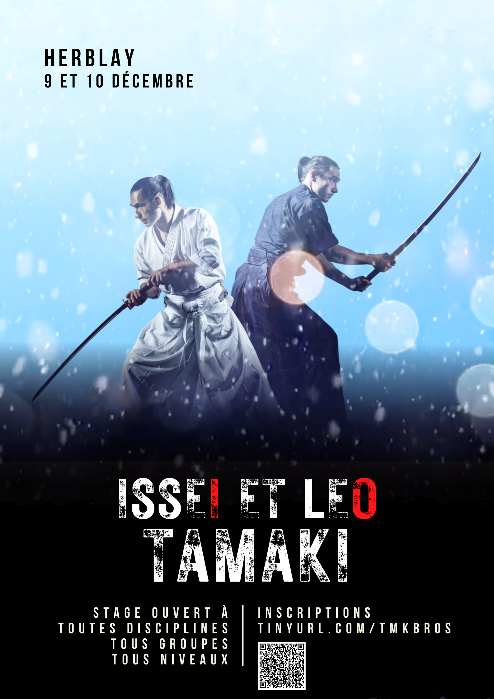 Affiche du Stage d'Aïkido à Herblay-sur-Seine animé par Isseï Tamaki et Léo Tamaki du samedi 9 décembre 2023 au dimanche 10 décembre 2023