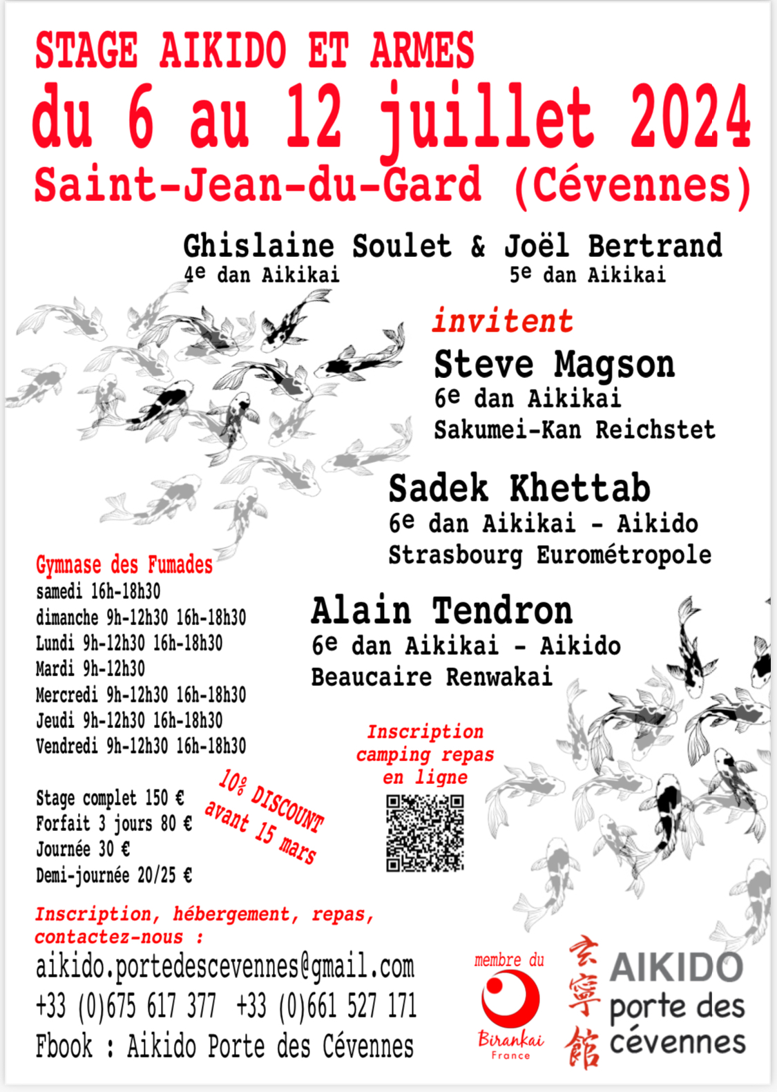 Affiche du Stage d'Aïkido à Saint-Jean-du-Gard animé par Alain Tendron et Sadek Khettab et Steve Magson et Zdravko Kolev du samedi 6 juillet 2024 au vendredi 12 juillet 2024