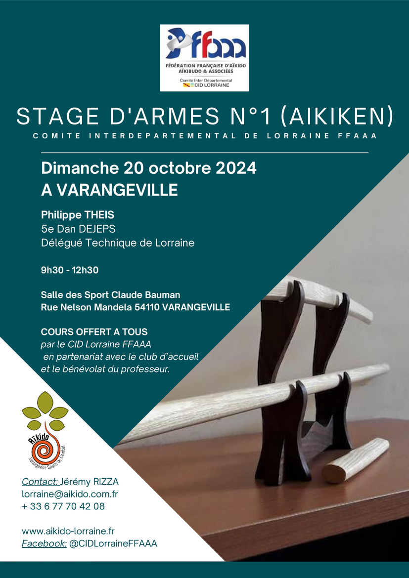 Affiche du Stage d'Aïkido à Varangéville animé par Philippe Theis le dimanche 20 octobre 2024