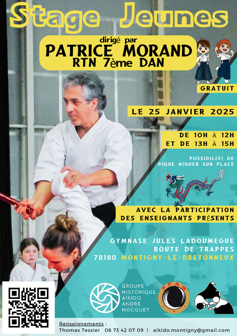 Affiche du Stage d'Aïkido à Montigny-le-Bretonneux animé par Patrice Morand le samedi 25 janvier 2025