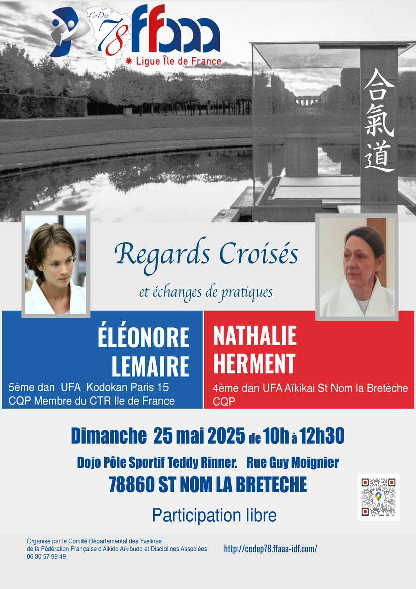 Affiche du Stage d'Aïkido à Saint-Nom-la-Bretèche animé par Eléonore Lemaire et Nathalie Herment le dimanche 25 mai 2025