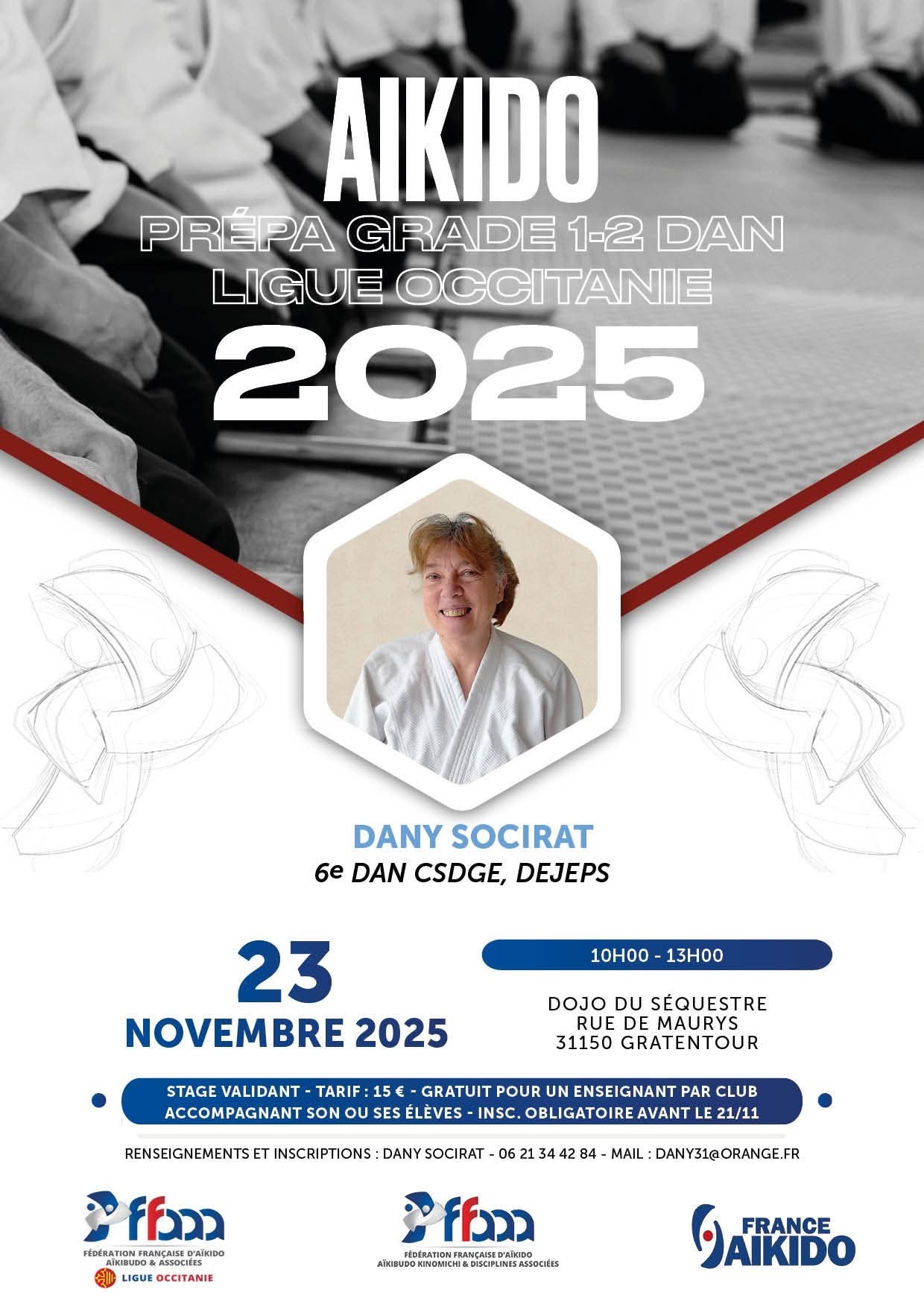 Affiche du Stage d'Aïkido à Gratentour animé par Dany Socirat le dimanche 23 novembre 2025 Affiche du Stage d'Aïkido à Gratentour animé par Dany Socirat le dimanche 23 novembre 2025