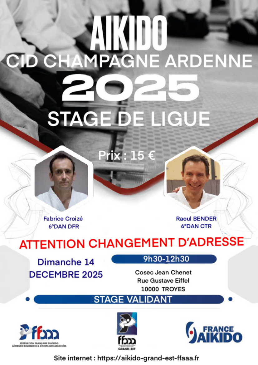 Affiche du Stage d'Aïkido à Troyes animé par Fabrice Croizé le dimanche 14 décembre 2025