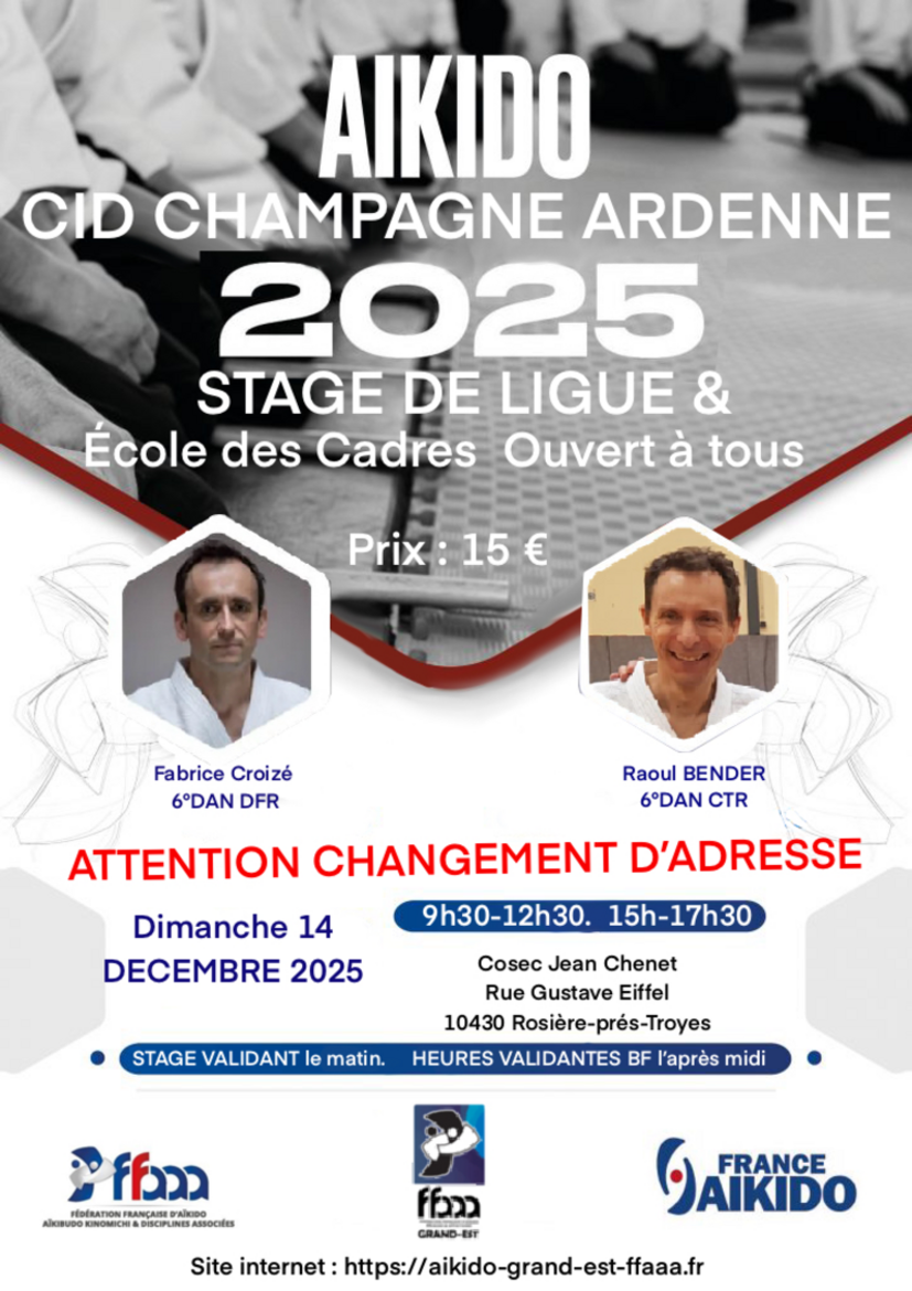 Affiche du Stage d'Aïkido à Troyes animé par Fabrice Croizé le dimanche 14 décembre 2025