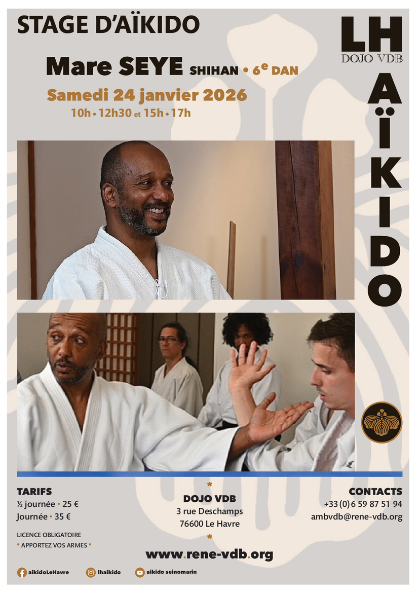 Affiche du Stage d'Aïkido à Le Havre animé par Mare Seye le samedi 24 janvier 2026
