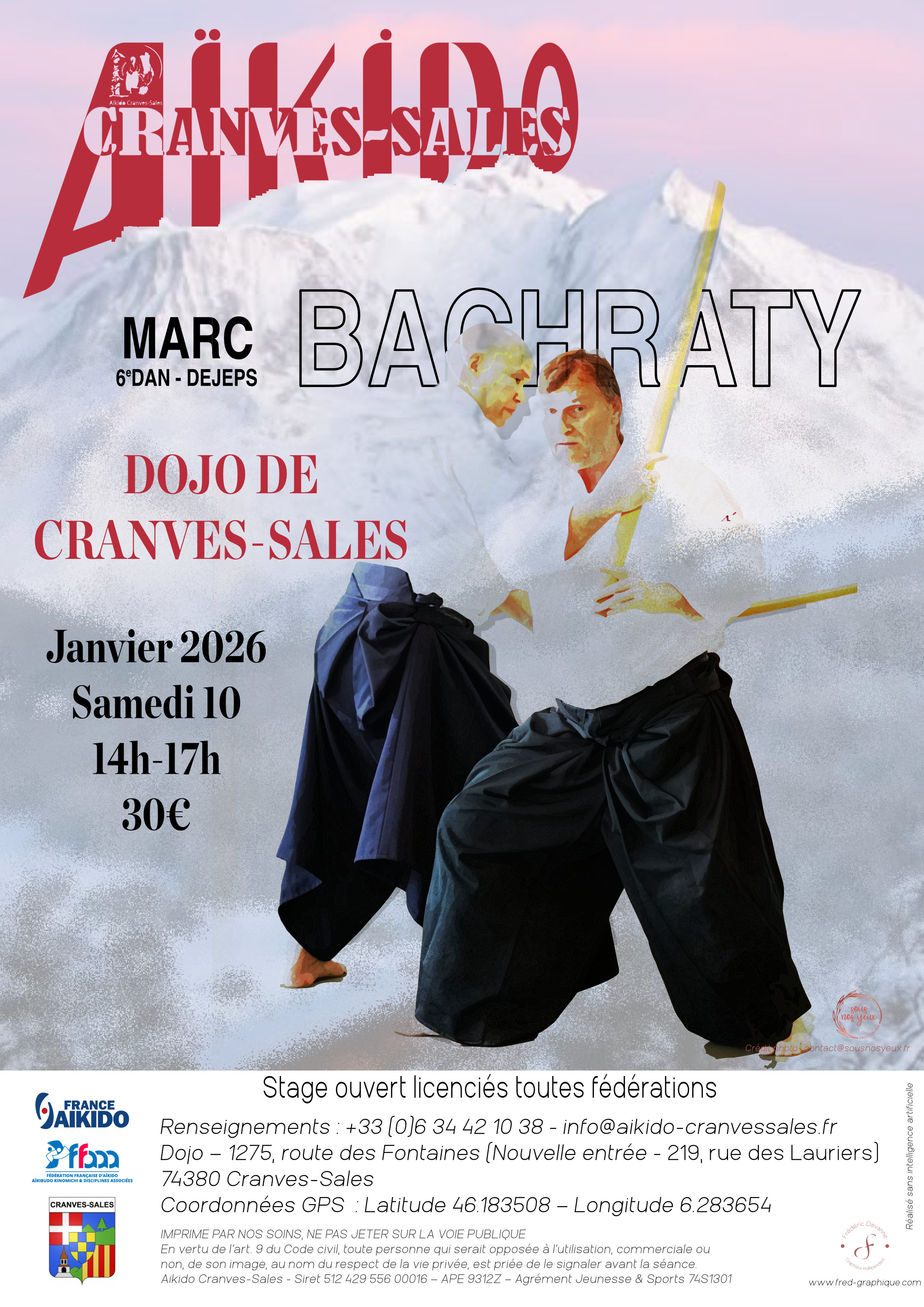 Affiche du Stage d'Aïkido à Cranves-Sales animé par Marc Bachraty le samedi 10 janvier 2026 Affiche du Stage d'Aïkido à Cranves-Sales animé par Marc Bachraty le samedi 10 janvier 2026