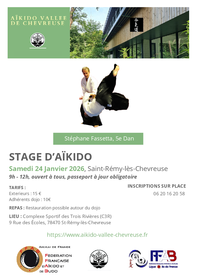 Affiche du Stage d'Aïkido à Saint-Rémy-lès-Chevreuse animé par Stéphane Fassetta le samedi 24 janvier 2026